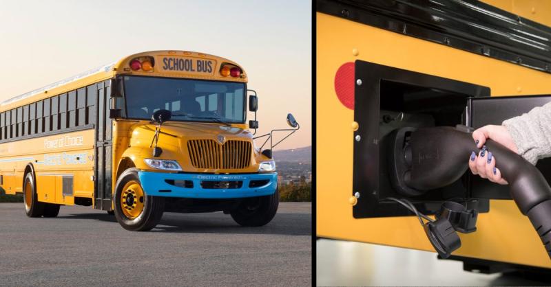 Electric School Bus With Charger